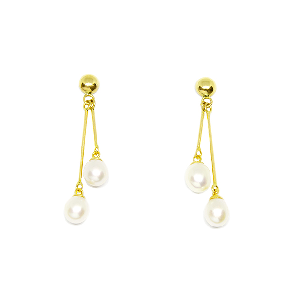 Brinco Haste com P�rolas em Ouro 18 Kilates - 23771